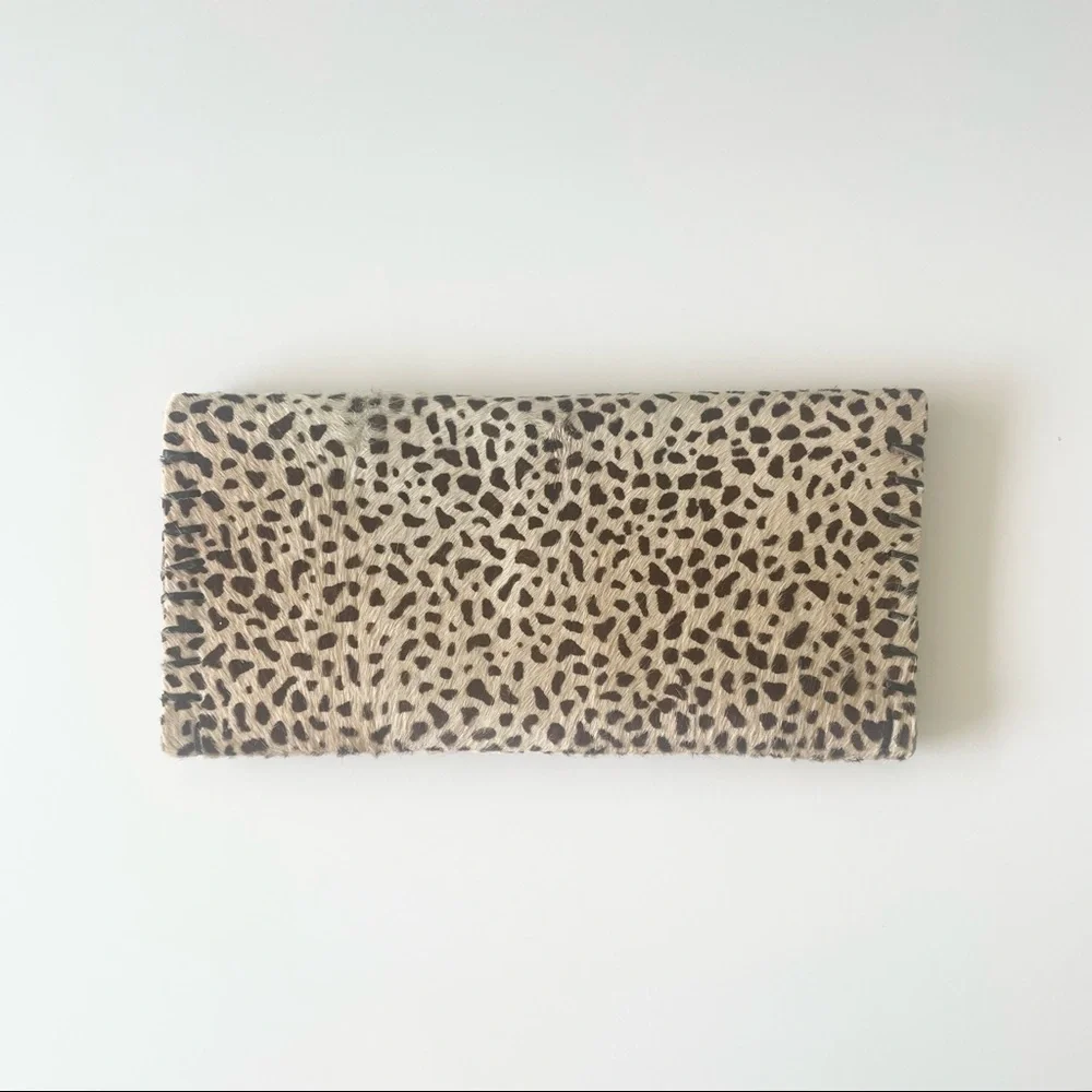 Leopard Print Handmade Calf Hair Leather Clutch Bag - Picture 2 of 5